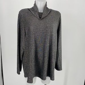Grace black gray sparkle top 1X